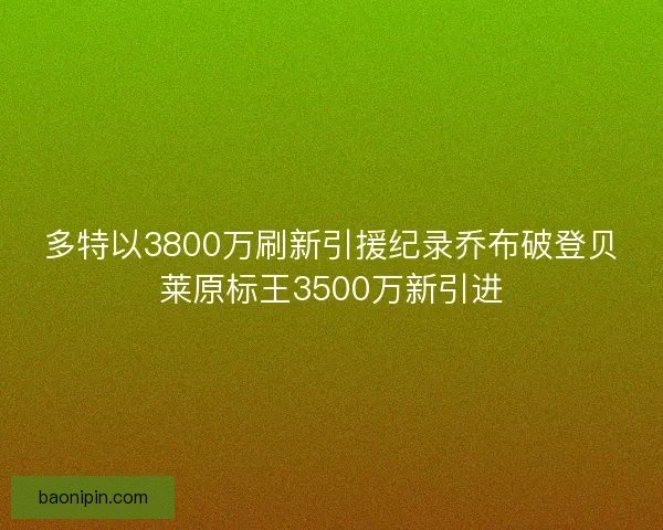 多特以3800万刷新引援纪录乔布破登贝莱原标王3500万新引进